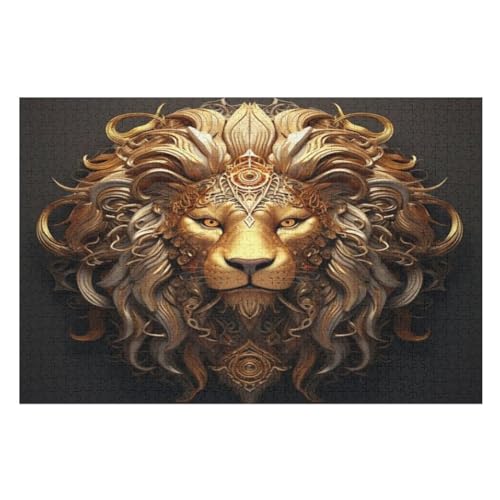Puzzle Löwe, 1000 Puzzleteile Für Kinder, Holzpuzzles, Geeignet Für Erwachsene Lernspiel, （75×50cm） von PPZYY
