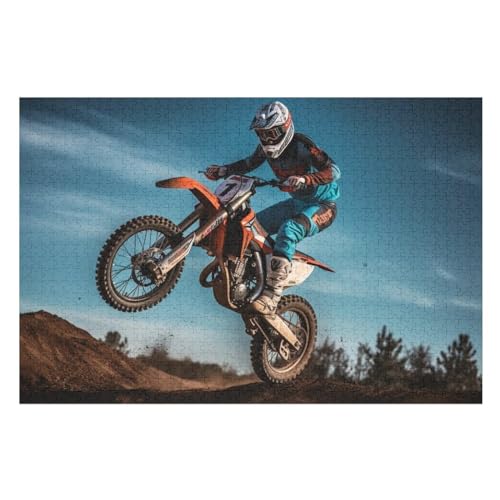 Puzzle Motocross, 1000 Puzzleteile Für Kinder, Holzpuzzles, Geeignet Für Erwachsene Lernspiel, （75×50cm） von PPZYY