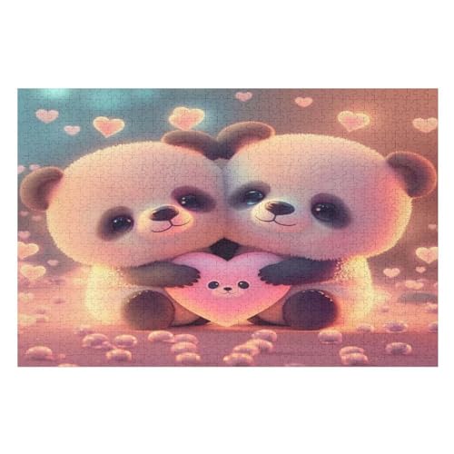 Puzzle Panda, 1000 Puzzleteile Für Kinder, Holzpuzzles, Geeignet Für Erwachsene Lernspiel, （75×50cm） von PPZYY