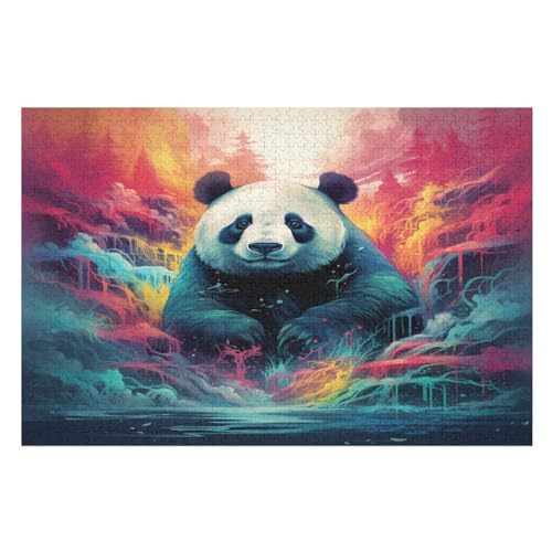 Puzzle Panda, 1000 Puzzleteile Für Kinder, Holzpuzzles, Geeignet Für Erwachsene Lernspiel, （75×50cm） von PPZYY