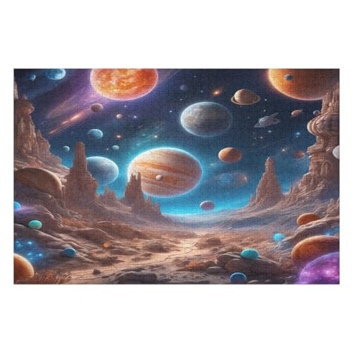 Puzzle Planet, 1000 Puzzleteile Für Kinder, Holzpuzzles, Geeignet Für Erwachsene Lernspiel, （75×50cm） von PPZYY