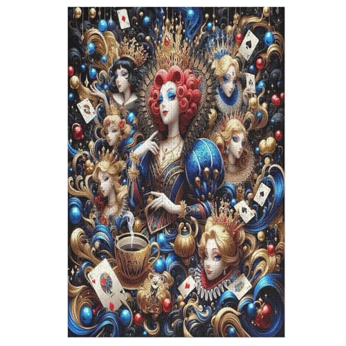 Puzzle Pokerkönigin, 1000 Puzzleteile Für Kinder, Holzpuzzles, Geeignet Für Erwachsene Lernspiel, （78×53cm） von PPZYY