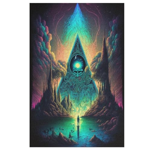 Puzzle Psychedelisch, 1000 Puzzleteile Für Kinder, Holzpuzzles, Geeignet Für Erwachsene Lernspiel, （78×53cm） von PPZYY