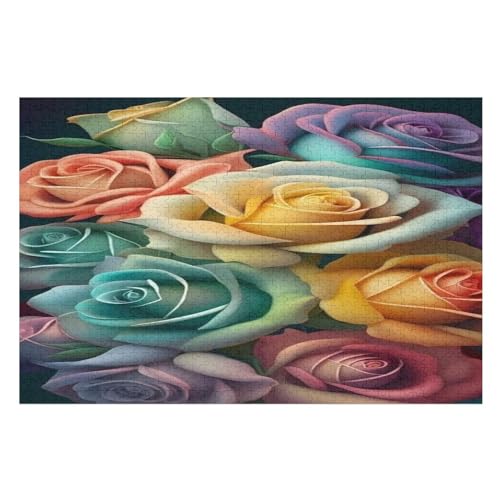 Puzzle Rose, 1000 Puzzleteile Für Kinder, Holzpuzzles, Geeignet Für Erwachsene Lernspiel, （75×50cm） von PPZYY