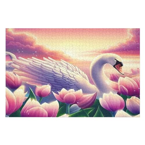 Puzzle Schwan, 1000 Puzzleteile Für Kinder, Holzpuzzles, Geeignet Für Erwachsene Lernspiel, （75×50cm） von PPZYY