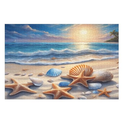 Puzzle Strand, 1000 Puzzleteile Für Kinder, Holzpuzzles, Geeignet Für Erwachsene Lernspiel, （75×50cm） von PPZYY
