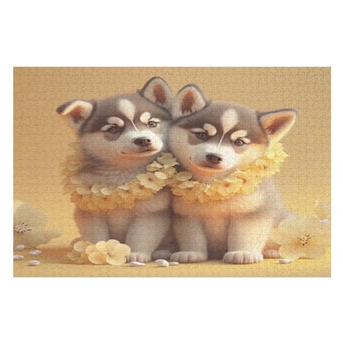 Puzzle Süßer Hund, 1000 Puzzleteile Für Kinder, Holzpuzzles, Geeignet Für Erwachsene Lernspiel, （75×50cm） von PPZYY