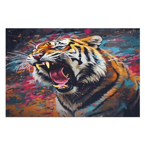 Puzzle Tiger, 1000 Puzzleteile Für Kinder, Holzpuzzles, Geeignet Für Erwachsene Lernspiel, （75×50cm） von PPZYY