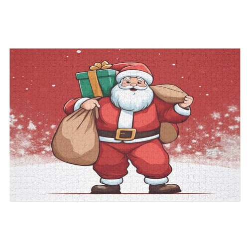 Puzzle Weihnachtsmann, 1000 Puzzleteile Für Kinder, Holzpuzzles, Geeignet Für Erwachsene Lernspiel, （75×50cm） von PPZYY