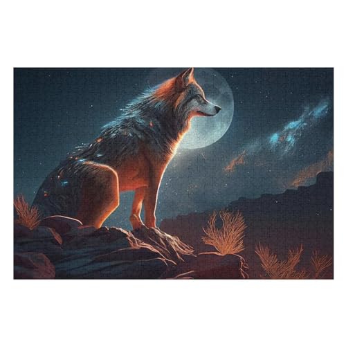 Puzzle Wolf, 1000 Puzzleteile Für Kinder, Holzpuzzles, Geeignet Für Erwachsene Lernspiel, （75×50cm） von PPZYY