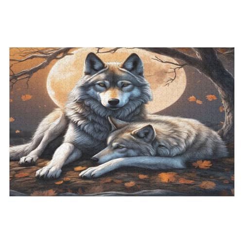 Puzzle Wolf, 1000 Puzzleteile Für Kinder, Holzpuzzles, Geeignet Für Erwachsene Lernspiel, （75×50cm） von PPZYY