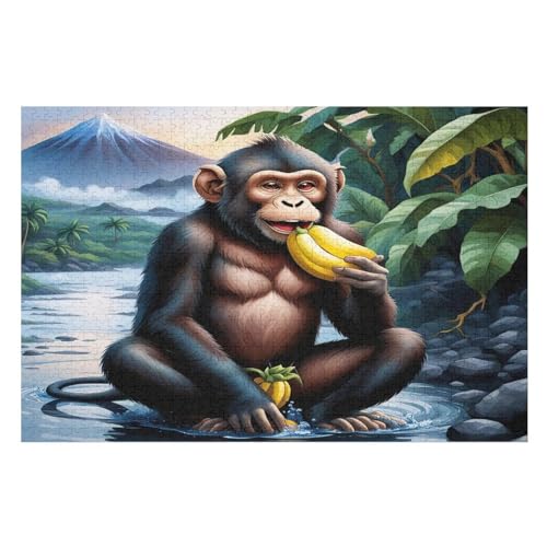Puzzles AFFE, 1000 Teile, Puzzle Aus Holz Für Erwachsene Und Kinder Ab 12 Jahren, Lernspielzeug （75×50cm） von PPZYY