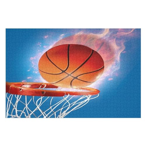 Puzzles Basketball, 1000 Teile, Puzzle Aus Holz Für Erwachsene Und Kinder Ab 12 Jahren, Lernspielzeug （75×50cm） von PPZYY