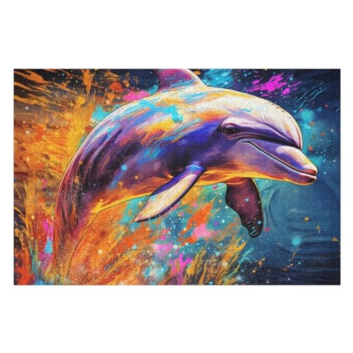 Puzzles Delphin, 1000 Teile, Puzzle Aus Holz Für Erwachsene Und Kinder Ab 12 Jahren, Lernspielzeug （75×50cm） von PPZYY