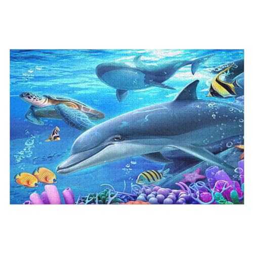 Puzzles Delphin, 1000 Teile, Puzzle Aus Holz Für Erwachsene Und Kinder Ab 12 Jahren, Lernspielzeug （75×50cm） von PPZYY