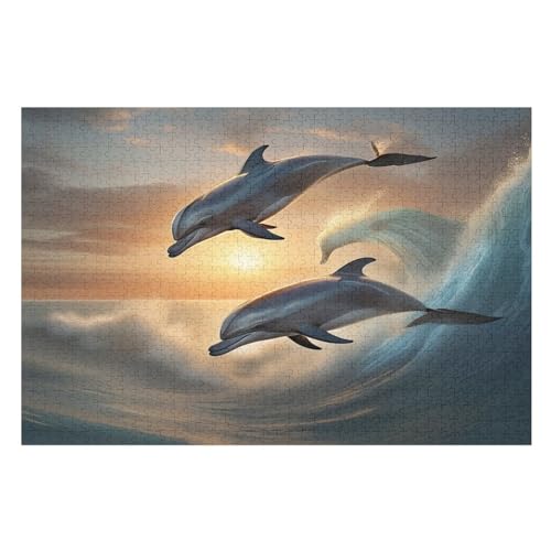 Puzzles Delphin, 1000-teiliges Holzpuzzle Für Erwachsene Und Kinder Ab 12 Jahren. Tolles Geschenk Für Erwachsene （75×50cm） von PPZYY