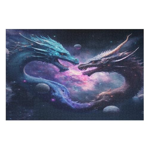 Puzzles Drache, 1000 Teile, Puzzle Aus Holz Für Erwachsene Und Kinder Ab 12 Jahren, Lernspielzeug （75×50cm） von PPZYY