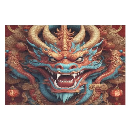 Puzzles Drache, 1000 Teile, Puzzle Aus Holz Für Erwachsene Und Kinder Ab 12 Jahren, Lernspielzeug （75×50cm） von PPZYY