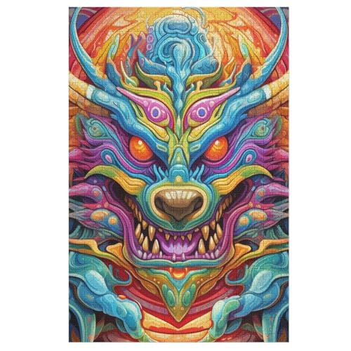 Puzzles Drache, 1000 Teile, Puzzle Aus Holz Für Erwachsene Und Kinder Ab 12 Jahren, Lernspielzeug （78×53cm） von PPZYY