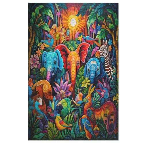 Puzzles Elefants, 1000 Teile, Puzzle Aus Holz Für Erwachsene Und Kinder Ab 12 Jahren, Lernspielzeug （78×53cm） von PPZYY