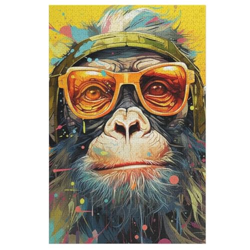Puzzles Für Erwachsene, 1000 Teile, AFFE, Kreative Holzpuzzles, Praktisches Spiel, Familiendekoration （78×53cm） von PPZYY