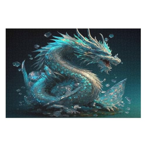 Puzzles Für Erwachsene, 1000 Teile, Drache, Kreative Holzpuzzles, Praktisches Spiel, Familiendekoration （75×50cm） von PPZYY