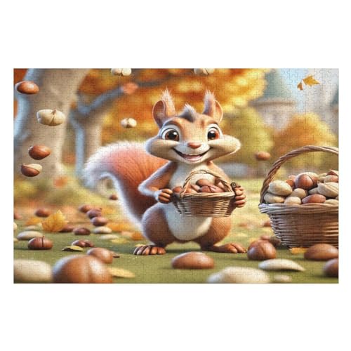 Puzzles Für Erwachsene, 1000 Teile, Eichhörnchen, Kreative Holzpuzzles, Praktisches Spiel, Familiendekoration （75×50cm） von PPZYY