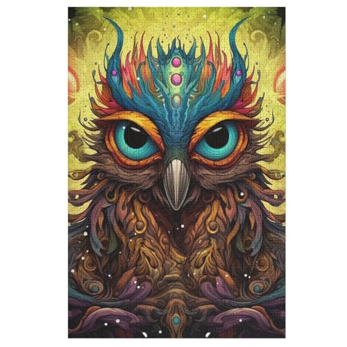 Puzzles Für Erwachsene, 1000 Teile, Eule, Kreative Holzpuzzles, Praktisches Spiel, Familiendekoration （78×53cm） von PPZYY