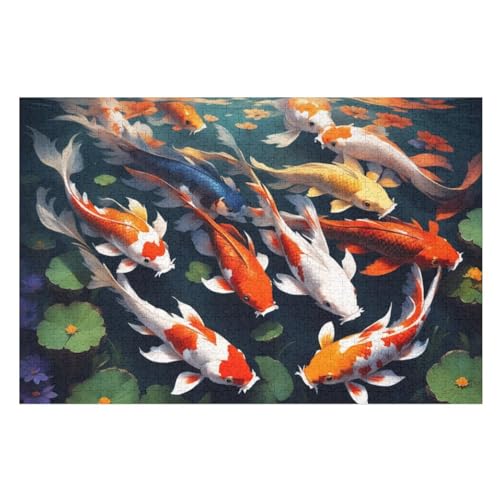 Puzzles Für Erwachsene, 1000 Teile, Fisch, Kreative Holzpuzzles, Praktisches Spiel, Familiendekoration （75×50cm） von PPZYY