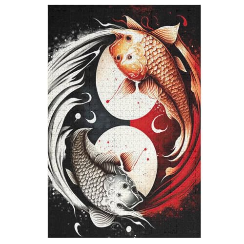 Puzzles Für Erwachsene, 1000 Teile, Fisch, Kreative Holzpuzzles, Praktisches Spiel, Familiendekoration （78×53cm） von PPZYY