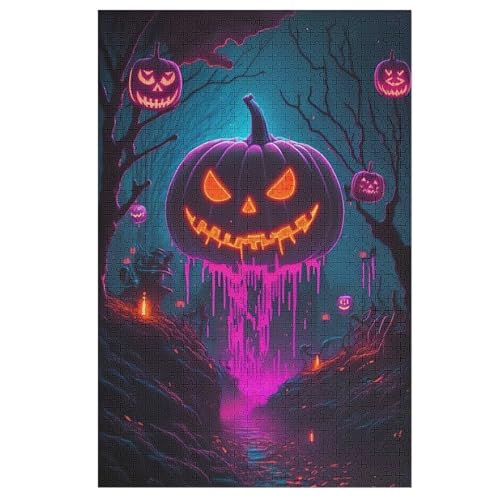 Puzzles Für Erwachsene, 1000 Teile, Halloween-Kürbis, Kreative Holzpuzzles, Praktisches Spiel, Familiendekoration （78×53cm） von PPZYY