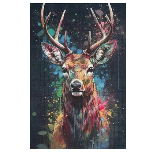Puzzles Für Erwachsene, 1000 Teile, Hirsch, Kreative Holzpuzzles, Praktisches Spiel, Familiendekoration （78×53cm） von PPZYY