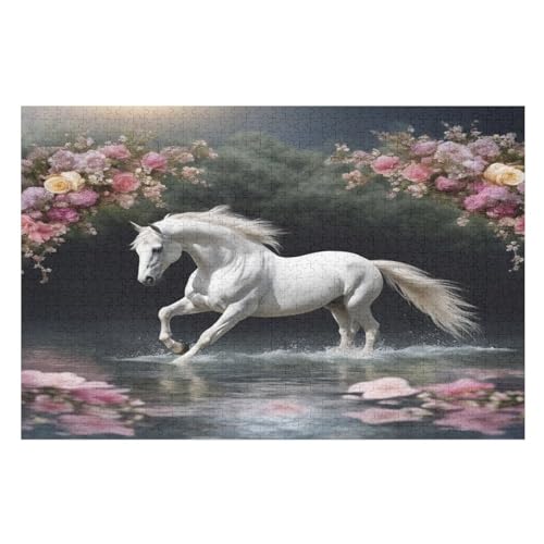 Puzzles Für Erwachsene, 1000 Teile, Horse, Kreative Holzpuzzles, Praktisches Spiel, Familiendekoration （75×50cm） von PPZYY