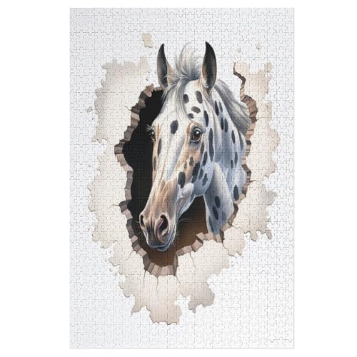 Puzzles Für Erwachsene, 1000 Teile, Horse, Kreative Holzpuzzles, Praktisches Spiel, Familiendekoration （78×53cm） von PPZYY