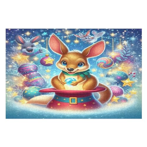 Puzzles Für Erwachsene, 1000 Teile, Känguru, Kreative Holzpuzzles, Praktisches Spiel, Familiendekoration （75×50cm） von PPZYY
