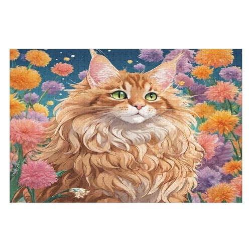 Puzzles Für Erwachsene, 1000 Teile, Katze, Kreative Holzpuzzles, Praktisches Spiel, Familiendekoration （75×50cm） von PPZYY