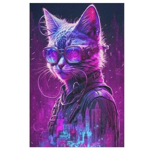 Puzzles Für Erwachsene, 1000 Teile, Katze, Kreative Holzpuzzles, Praktisches Spiel, Familiendekoration （78×53cm） von PPZYY