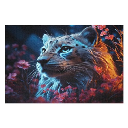 Puzzles Für Erwachsene, 1000 Teile, Leopard, Kreative Holzpuzzles, Praktisches Spiel, Familiendekoration （75×50cm） von PPZYY