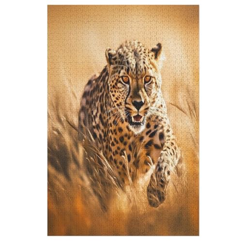Puzzles Für Erwachsene, 1000 Teile, Leopard, Kreative Holzpuzzles, Praktisches Spiel, Familiendekoration （78×53cm） von PPZYY