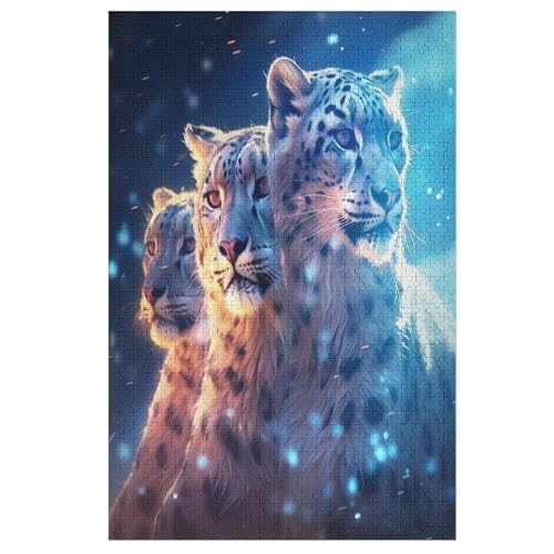 Puzzles Für Erwachsene, 1000 Teile, Leopard, Kreative Holzpuzzles, Praktisches Spiel, Familiendekoration （78×53cm） von PPZYY