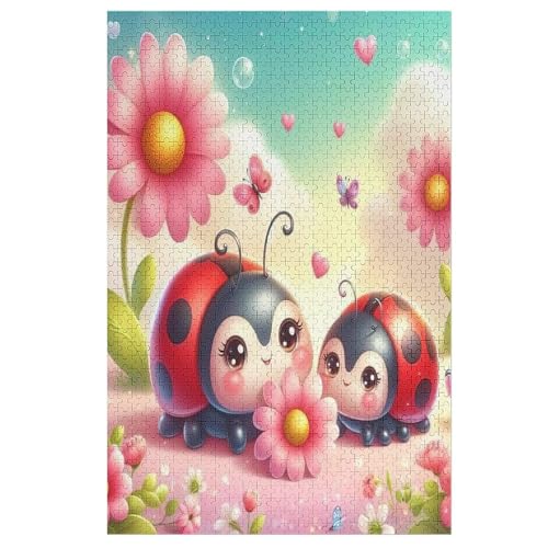 Puzzles Für Erwachsene, 1000 Teile, Marienkäfer, Kreative Holzpuzzles, Praktisches Spiel, Familiendekoration （78×53cm） von PPZYY