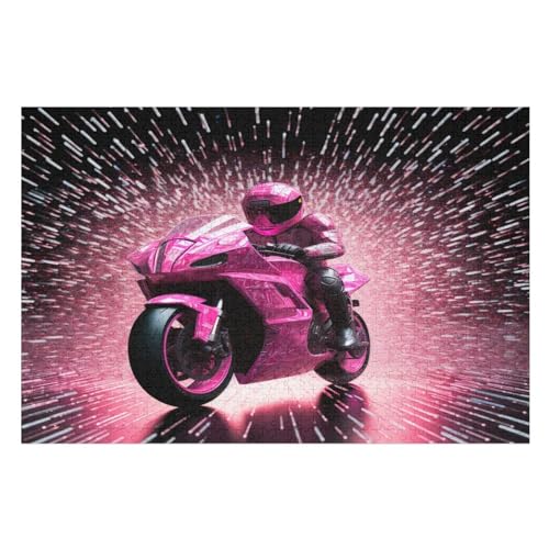 Puzzles Für Erwachsene, 1000 Teile, Motorrad, Kreative Holzpuzzles, Praktisches Spiel, Familiendekoration （75×50cm） von PPZYY