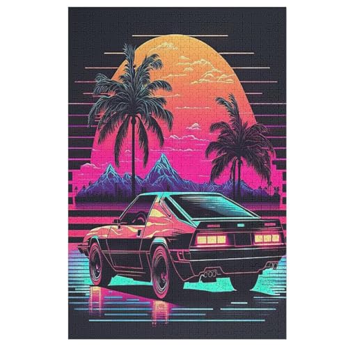 Puzzles Für Erwachsene, 1000 Teile, Neonauto, Kreative Holzpuzzles, Praktisches Spiel, Familiendekoration （78×53cm） von PPZYY