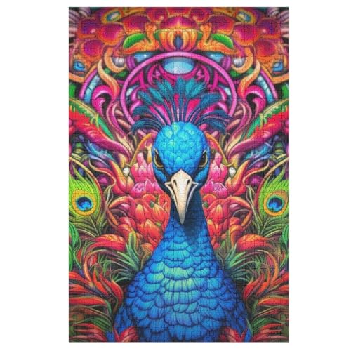 Puzzles Für Erwachsene, 1000 Teile, Pfau, Kreative Holzpuzzles, Praktisches Spiel, Familiendekoration （78×53cm） von PPZYY