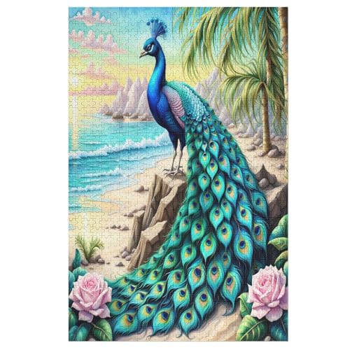 Puzzles Für Erwachsene, 1000 Teile, Pfau, Kreative Holzpuzzles, Praktisches Spiel, Familiendekoration （78×53cm） von PPZYY