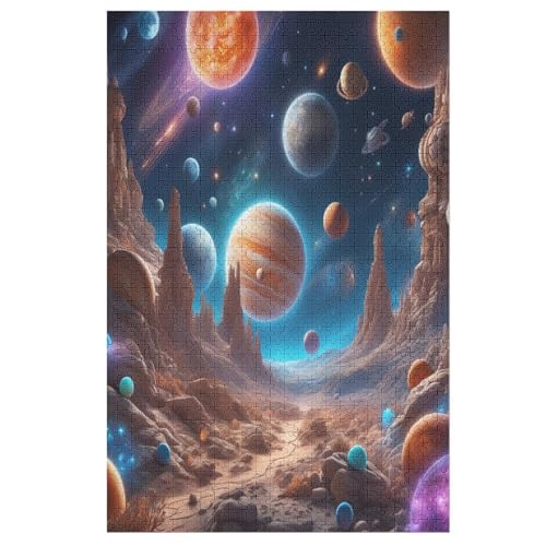 Puzzles Für Erwachsene, 1000 Teile, Planet, Kreative Holzpuzzles, Praktisches Spiel, Familiendekoration （78×53cm） von PPZYY