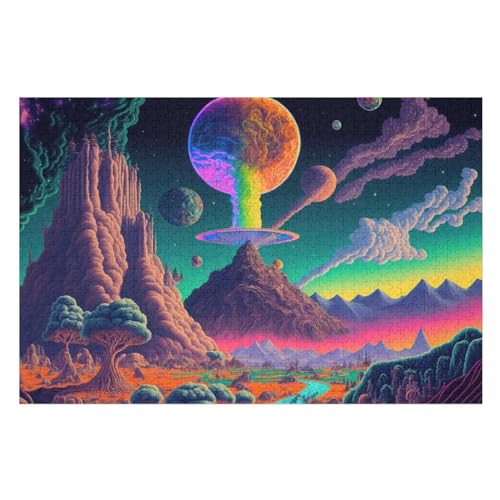 Puzzles Für Erwachsene, 1000 Teile, Psychedelisch_Nature, Kreative Holzpuzzles, Praktisches Spiel, Familiendekoration （75×50cm） von PPZYY