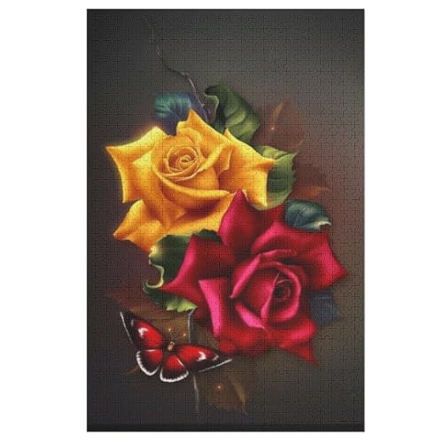 Puzzles Für Erwachsene, 1000 Teile, Rose, Kreative Holzpuzzles, Praktisches Spiel, Familiendekoration （78×53cm） von PPZYY