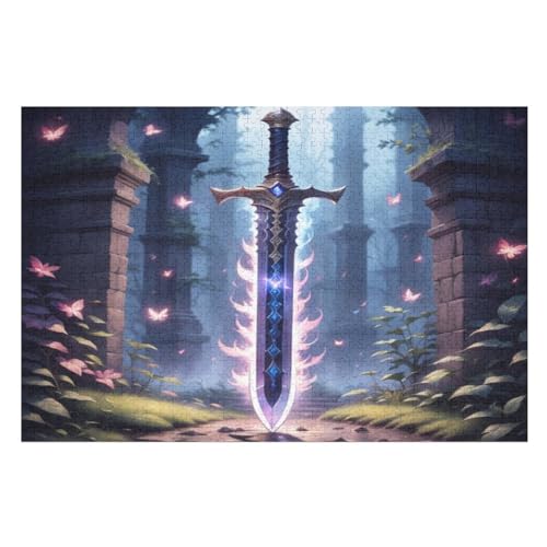 Puzzles Für Erwachsene, 1000 Teile, Schwert, Kreative Holzpuzzles, Praktisches Spiel, Familiendekoration （75×50cm） von PPZYY