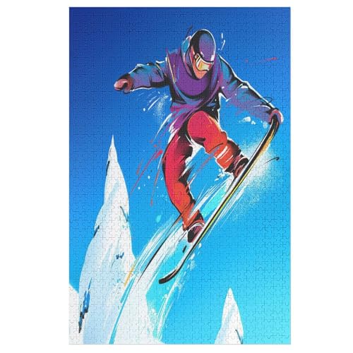 Puzzles Für Erwachsene, 1000 Teile, Snowboard, Kreative Holzpuzzles, Praktisches Spiel, Familiendekoration （78×53cm） von PPZYY